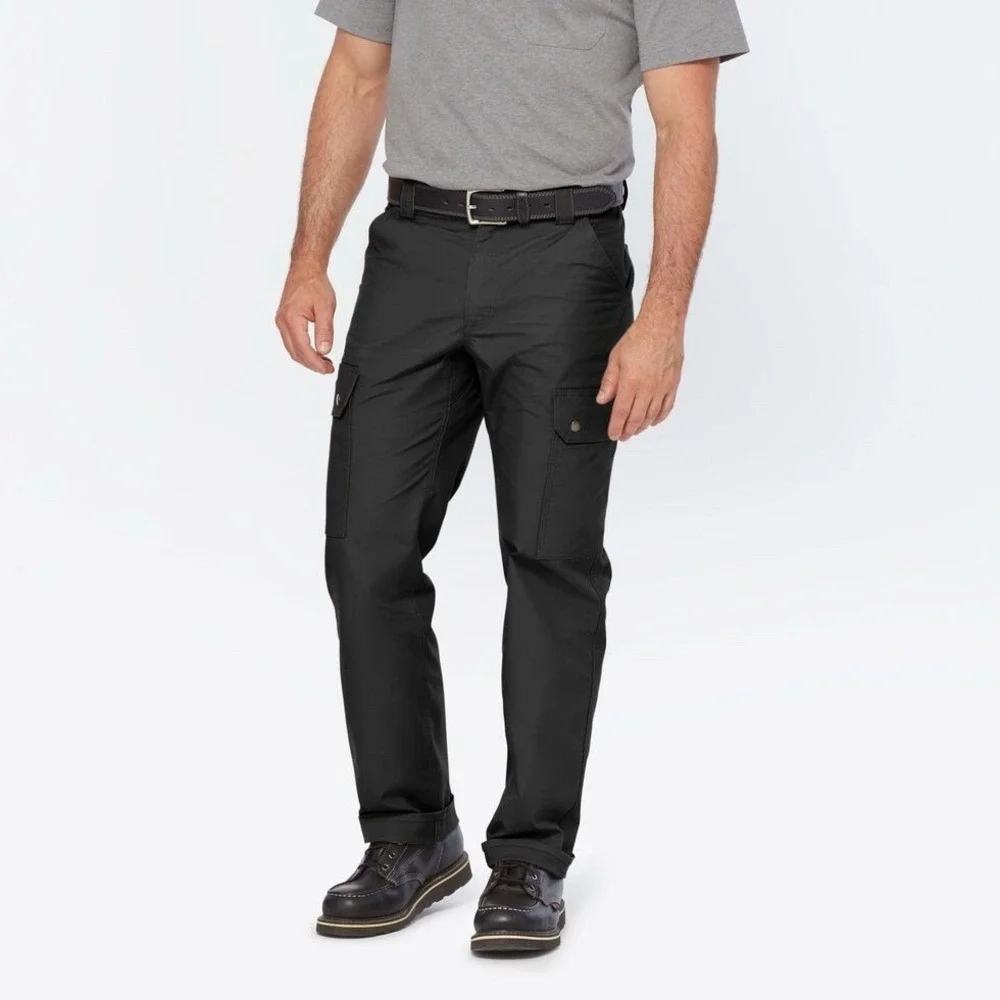 40 Grit Duluth Trading Mens Black Cargo Pants Standard Fit Size 38x32 Flex Twill
